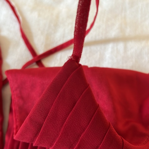 Bliss Red Pleated Maxi Dress Gown Prom - Picture 7 of 7